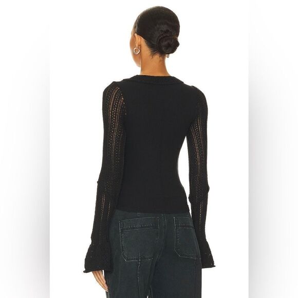 Free People NWT Cuffing Season Top in Black Size Large - Picture 4 of 8